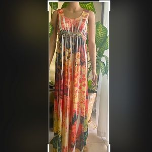 Dots Multicolor Paint Brushed Print Long Stretch Maxi Dress Plus Size JL